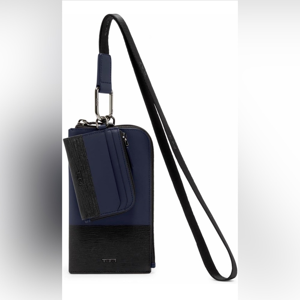 NWT Tumi Nassau Card Pouch Plus Lanyard Combo Navy/Black